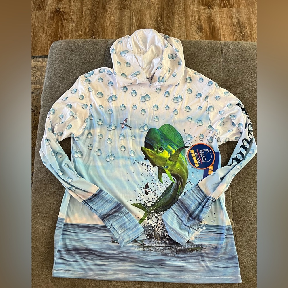 NWT Florida Size Large long Sleeve Shirt Fish Hooded Performance